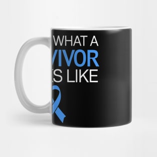 This Is What a Survivor Looks Like - Colon Cancer Awareness Blue Ribbon Mug